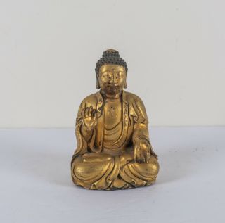 Chinese Antique/vintage Gilt Bronze Figure Of Buddha,  1930 - 1960
