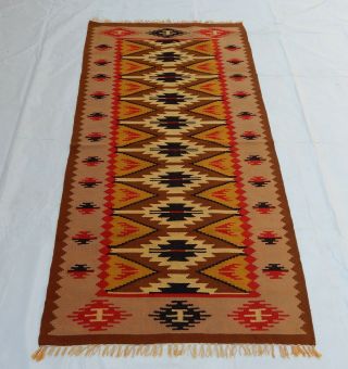 Old Traditional Hand Made Oriental Coulorful Wool Kilim 203x96cm (026)