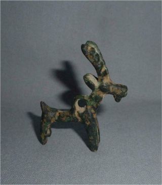 Antique Top Ancient Persian Luristan Culture Bronze Ibex Figure Pendant
