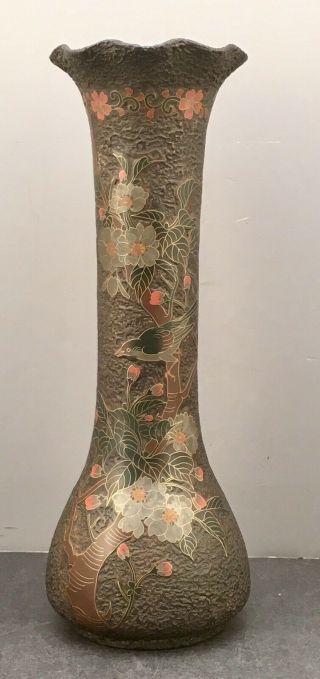 Japanese Meiji Cloisonne Vase With Gold Wire