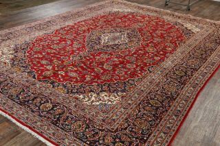 Vintage Handmade Floral Red 9x13 Kaashan Persian Oriental Hand - Knotted Area Rug 11