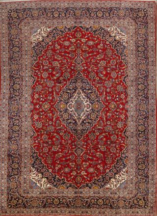 Vintage Handmade Floral Red 9x13 Kaashan Persian Oriental Hand - Knotted Area Rug