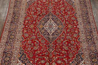 Vintage Handmade Floral Red 9x13 Kaashan Persian Oriental Hand - Knotted Area Rug 3