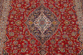 Vintage Handmade Floral Red 9x13 Kaashan Persian Oriental Hand - Knotted Area Rug 4