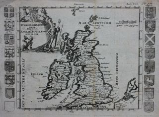 Antique Map British Isles,  England,  Ireland,  La Feuille,  Baeck ? C.  1710