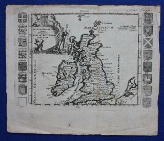 antique map BRITISH ISLES,  ENGLAND,  IRELAND,  La Feuille,  Baeck ? c.  1710 2