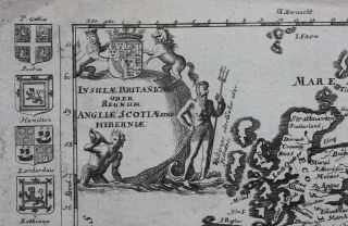 antique map BRITISH ISLES,  ENGLAND,  IRELAND,  La Feuille,  Baeck ? c.  1710 3