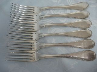 Six Heavy Sterling Silver French Puiforcat Dinner Forks