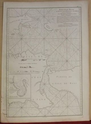 Bali Strait Java Bali Indonesia 1775 Mannevillette Scarce Antique Sea Chart