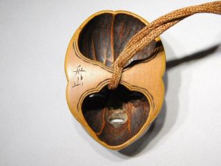 SIGNED Noh - mask NETSUKE w Tobakko - Ire INRO 19thC Japanese Antique Edo 8