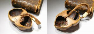 SIGNED Noh - mask NETSUKE w Tobakko - Ire INRO 19thC Japanese Antique Edo 9