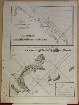 ChÂm Islands CÔn Son Island Vietnam 1775 Mannevillette Scarce Antique Sea Chart