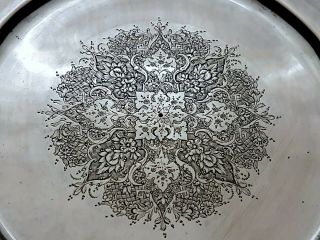 Antique Middle Eastern Islamic Persian Style Low Grade Silver Signed Tray 547g 4