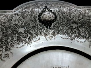 Antique Middle Eastern Islamic Persian Style Low Grade Silver Signed Tray 547g 9