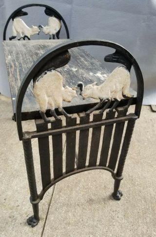 ANTIQUE ART DECO CAST IRON BENCH TWO CATS FIGHTING ON A FENCE 2