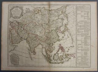 Asian Continent 1791 Robert De Vaugondy & Delamarche Antique Copper Engraved Map