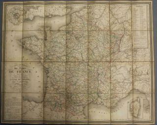 France 1840 Andriveau - Goujon Antique Copper Engraved Case Road Map