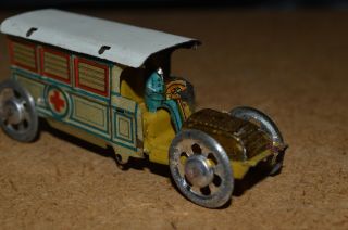 Vintage Pre War Tinplate Penny Toy Ambulance Car Made In Germany - Antique Zett 3