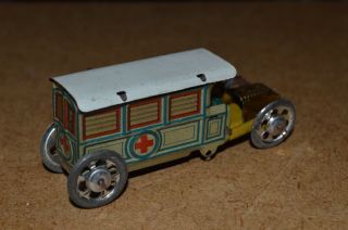 Vintage Pre War Tinplate Penny Toy Ambulance Car Made In Germany - Antique Zett 4
