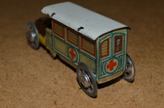 Vintage Pre War Tinplate Penny Toy Ambulance Car Made In Germany - Antique Zett 5