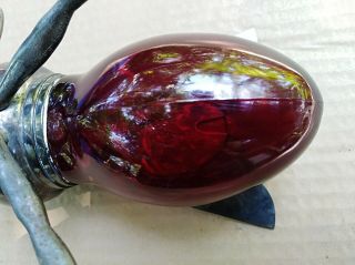 SILVER PLATED HONEY BEE JAM OR HONEY POT RED GLASS 
