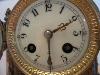 Antique 1889 Samuel Marti Ornate French Mantel Clock,  painted porcelain panel 6