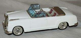 Vintage Bandai Tin Friction Mercedes Benz 2/9 White Convertible Car - Japan 2