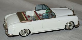 Vintage Bandai Tin Friction Mercedes Benz 2/9 White Convertible Car - Japan 8