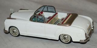 Vintage Bandai Tin Friction Mercedes Benz 2/9 White Convertible Car - Japan 9