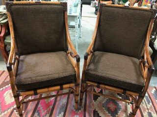 Vintage Pierce Martin Bamboo Upholstered Chairs - Estate