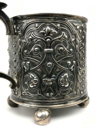 Antique PAVEL OVCHINNIKOV Imperial Russia 84 Silver Tankard Tea Glass Holder Cup 11