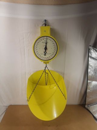 Vintage Yellow American Family Hanging Produce Scale 60 Pounds