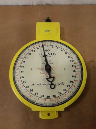 Vintage Yellow American Family Hanging Produce Scale 60 Pounds 3