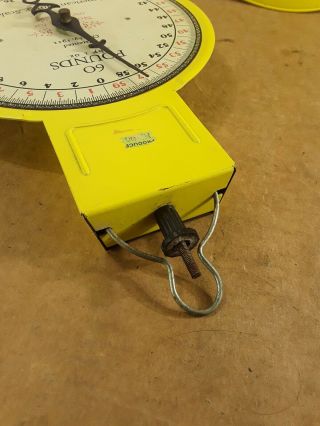 Vintage Yellow American Family Hanging Produce Scale 60 Pounds 7