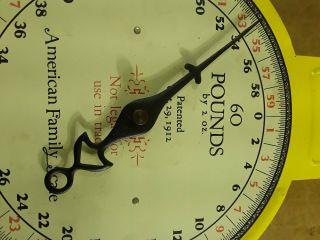 Vintage Yellow American Family Hanging Produce Scale 60 Pounds 8