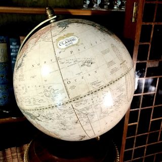 George F Cram classic World globe on an integrated tripod stand.  H60cm approx. 4