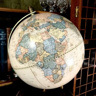 George F Cram classic World globe on an integrated tripod stand.  H60cm approx. 6