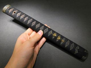 326mm Very Long Katana Tsuka W Dragon Menuki Japanese Antique Edo
