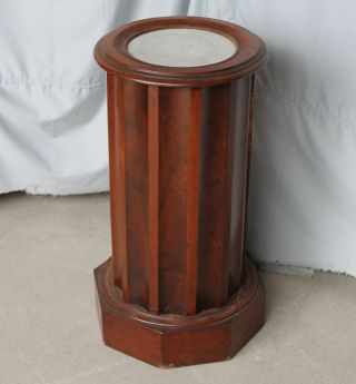 Antique Victorian Marble Top Pedestal Stand - Hidden Compartment