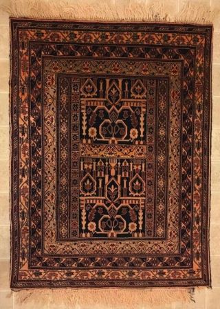 Oriental 100 Wool Handmade Afghan Belouch Tribal Rug 3.  1’ X 4.  3’