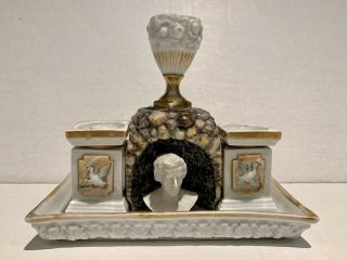 Magnificent Antique German Porcelain Inkwell