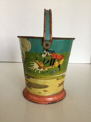 Vintage 1930 ' s Ohio Art Co.  Walt Disney Enterprises Embossed Tin Litho Sand Pail 2