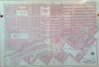 1918 Orig.  West Philadelphia Misericordia Hosp.  Bromley Atlas Map Linen 23x33