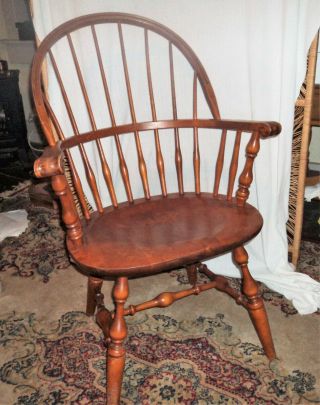 Mid Century Nichols & Stone Windsor Maple Sack Back Bentwood Knuckle Arm Chair