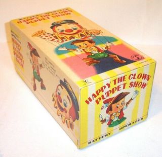 MIB 1960s HAPPY THE CLOWN PUPPET SHOW BATTERY OPERATED TIN LITHO CIRCUS TOY 10