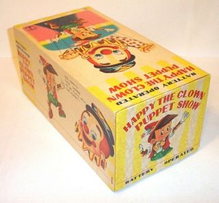 MIB 1960s HAPPY THE CLOWN PUPPET SHOW BATTERY OPERATED TIN LITHO CIRCUS TOY 11
