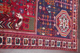 One - of - Kind Vintage Tribal Kashkoli Hand - Knotted 7x10 Red Wool Area Rug 11