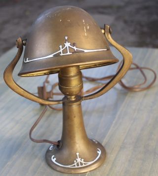 Antique 1930s Heintz Mixed Metal Art Deco Sterling Silver Overlay Bronze Lamp
