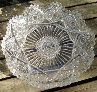 Fine Antique Abp " Pluto " By J.  Hoare Cut Glass Dish/bowl 7in