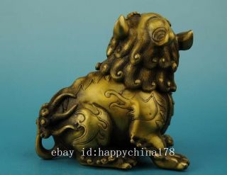 Chinese old fengshui copper hand - carved unicorn Pi Xiu statue censer e02 4
